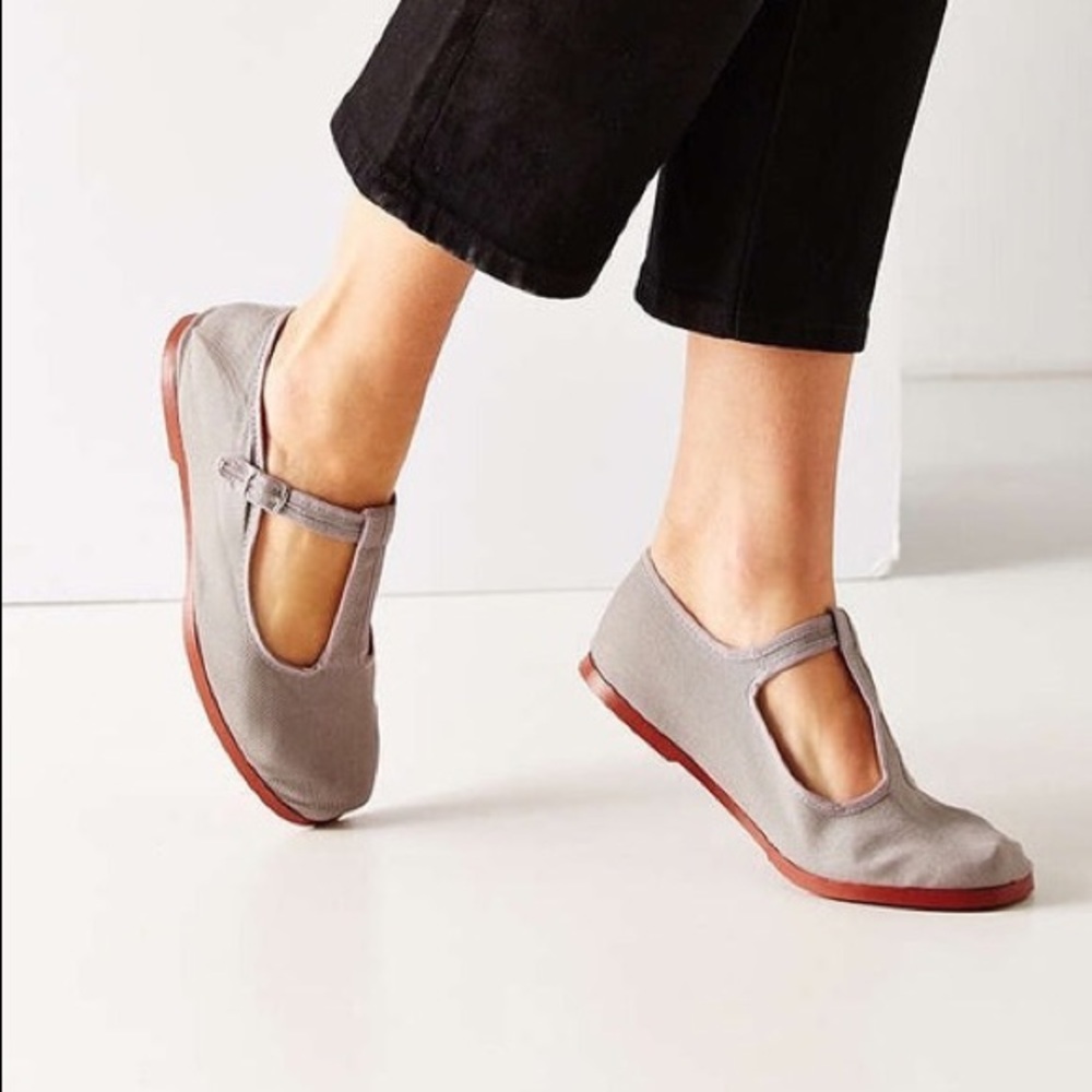 Urban Outfitters Cotton T-Strap Mary Jane Flats